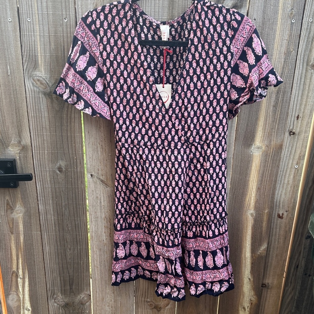 NWT RAGA Avah Floral Wrap Mini Dress In Size Medium